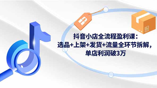 抖音小店全流程盈利课：选品+上架+发货+流量全环节拆解，单店利润破3万-资源教程须哥