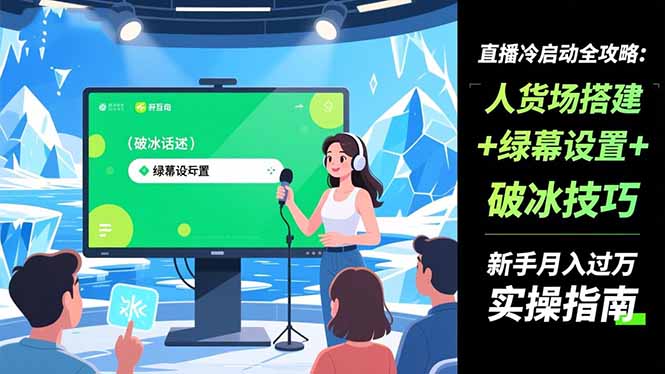 直播冷启动全攻略:人货场搭建+绿幕设置+破冰技巧，新手月入过万实操指南-资源教程须哥