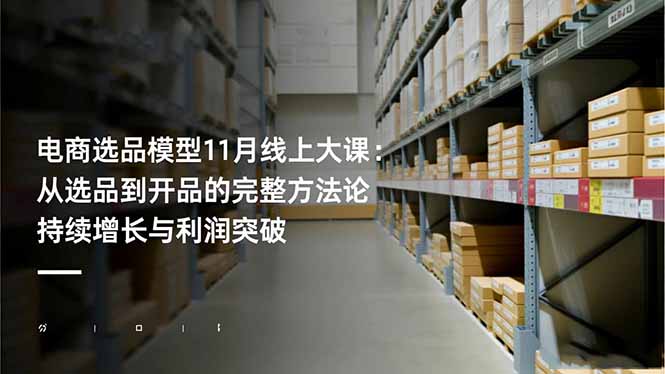 电商选品模型11月线上大课：从选品到开品的完整方法论 持续增长与利润突破-资源教程须哥