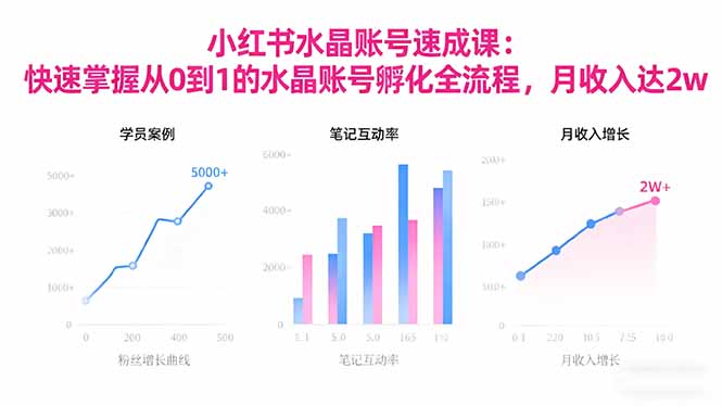 2025小红书水晶账号速成课：快速掌握从0-1水晶账号孵化全流程，月收入达2w-资源教程须哥