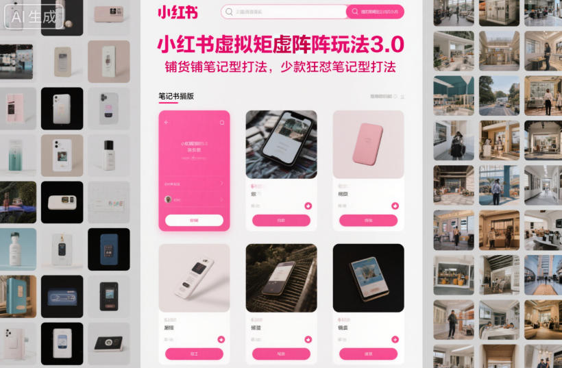 小红书虚拟矩阵玩法3.0，铺货铺笔记型打法，少款狂怼笔记型打法-资源教程须哥