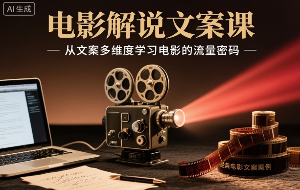 电影解说文案课，从文案多维度学习电影的流量密码-资源教程须哥