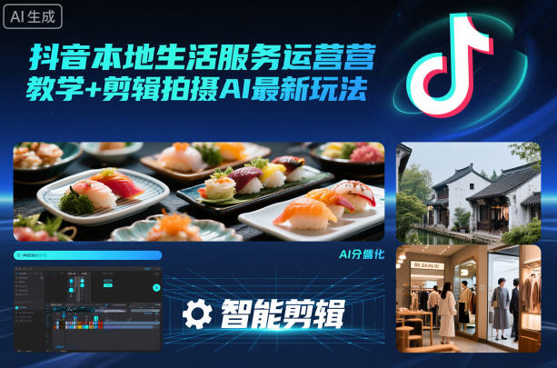 抖音本地生活服务运营教学+剪辑拍摄AI最新玩法-资源教程须哥