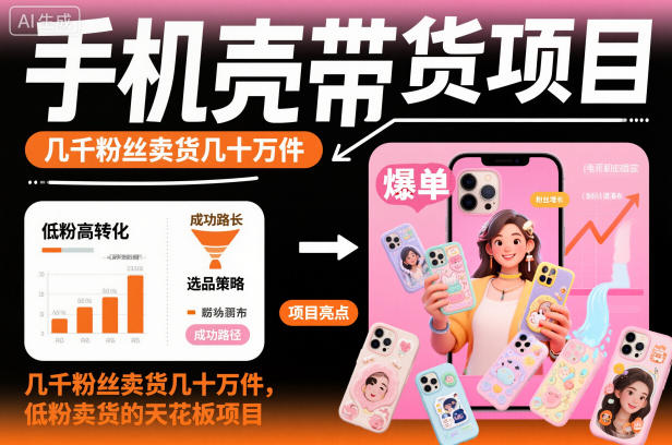 手机壳带货项目，几千粉丝卖货几十万件，短视频低粉卖货的天花板项目-资源教程须哥