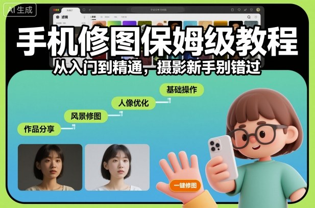 手机修图保姆级教程，从入门到精通，摄影新手别错过-资源教程须哥