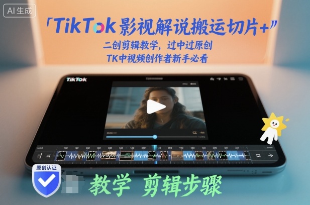 TikTok影视解说搬运切片+二创剪辑教学，过中过原创，TK中视频创作者新手必看-资源教程须哥