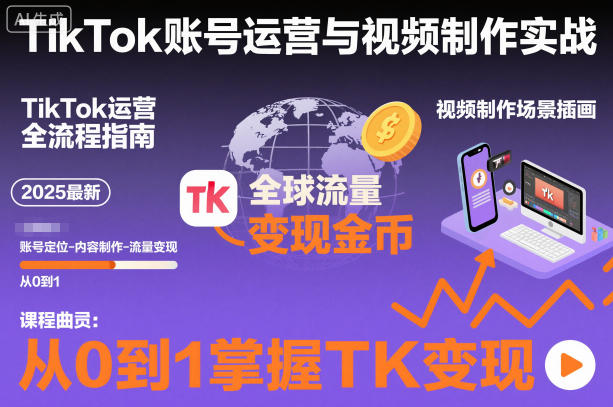 2025最新TikTok账号运营与视频制作实战全流程，从0到1掌握TK变现(含11月最新TK搬运技术)-资源教程须哥