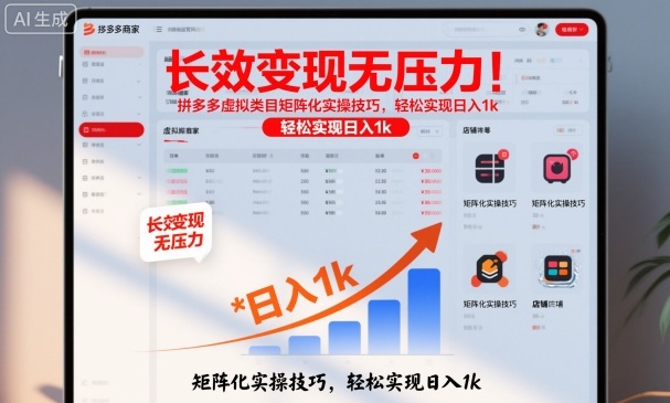 长效变现无压力！拼多多虚拟类目矩阵化实操技巧，轻松实现日入1k【揭秘】-资源教程须哥