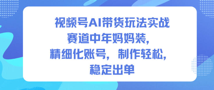 视频号AI带货玩法实战，赛道中年妈妈装，精细化账号，制作轻松，稳定出单-资源教程须哥