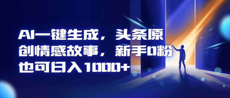 AI一键生成，头条原创情感故事，新手0粉也可日入1000+-资源教程须哥