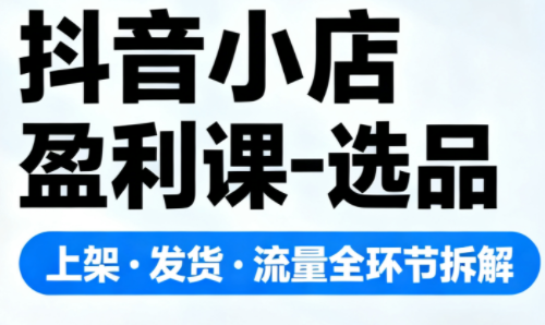 抖音小店盈利课-选品·上架·发货·流量全环节拆解-资源教程须哥