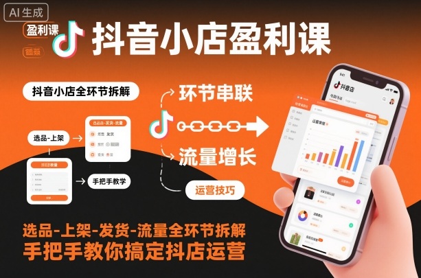 抖音小店盈利课-选品-上架-发货-流量全环节拆解，手把手教你搞定抖店运营-资源教程须哥