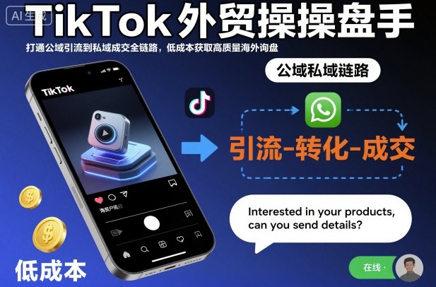 TikTok外贸操盘手，打通公域引流到私域成交全链路，低成本获取高质量海外询盘-资源教程须哥