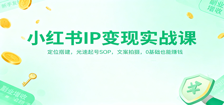 小红书IP变现实战课：定位搭建，光速起号SOP，文案拍摄，0基础也能赚钱-资源教程须哥
