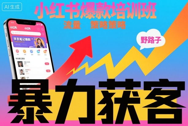 小红书爆款培训班，小红书获客野路子流量打法，暴力持续获客-资源教程须哥