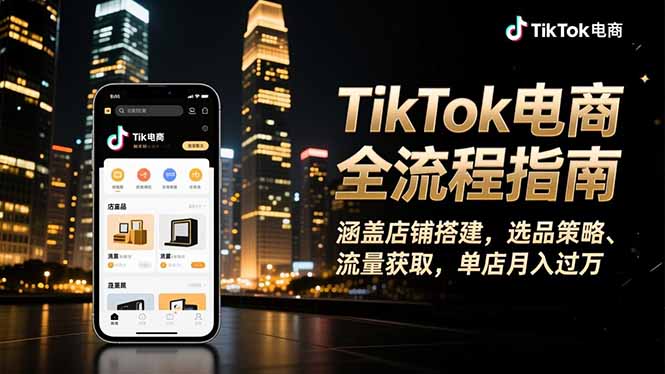 TikTok电商全流程指南，涵盖店铺搭建、选品策略、流量获取，单店月入过万-资源教程须哥