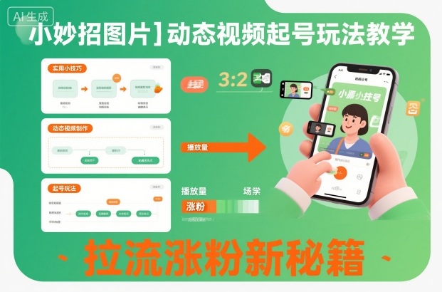 小妙招图片＋动态视频起号玩法教学，拉流涨粉新秘籍-资源教程须哥