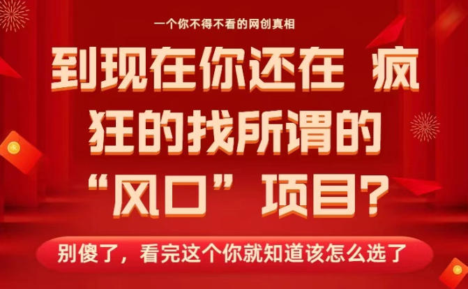 马上26年了，你还在找所谓的风口项目？别傻了，看完这个你全都懂了！【揭秘】-资源教程须哥