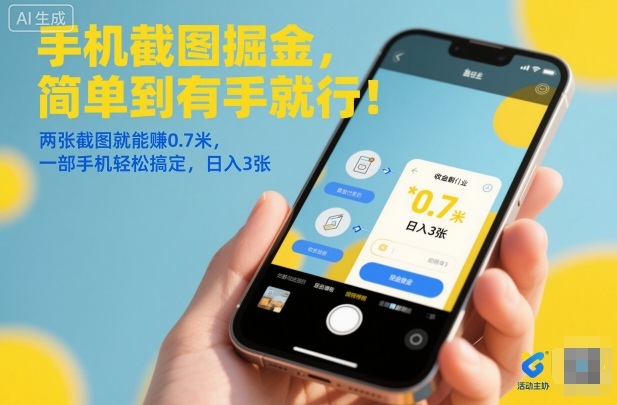 手机截图掘金，简单到有手就行！两张截图就能賺0.7米，一部手机轻松搞定，日入3张【揭秘】-资源教程须哥