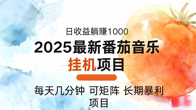 2025年最新番茄音乐人挂机项目，每天几分钟，月入1000＋，可矩阵，一台...-资源教程须哥