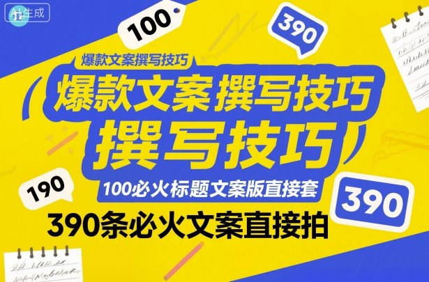 爆款文案撰写技巧，100个必火标题文案模版直接套，390条必火文案直接拍-资源教程须哥