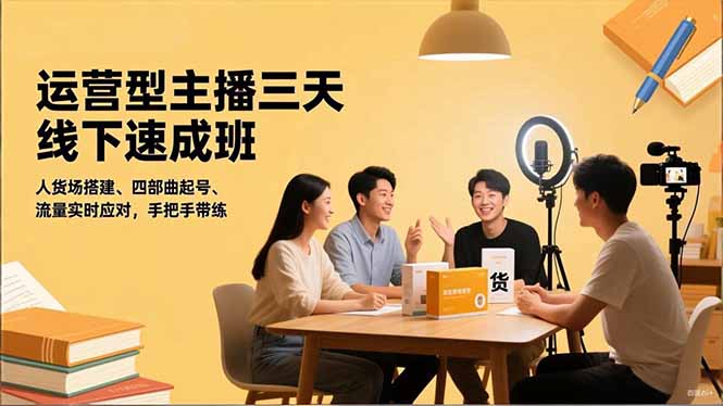 运营型主播三天线下班，人货场搭建,四部曲起号,流量实时应对，手把手带练-资源教程须哥