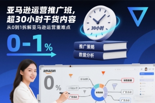 亚马逊运营推广班，超30小时干货内容，从0到1拆解亚马逊运营重难点-资源教程须哥