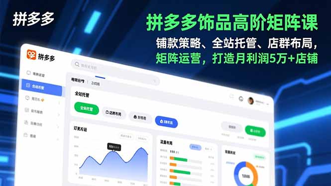 拼多多饰品高阶矩阵课，铺款策略、全站托管、店群布局，矩阵运营，打造月利润5万+店铺-资源教程须哥