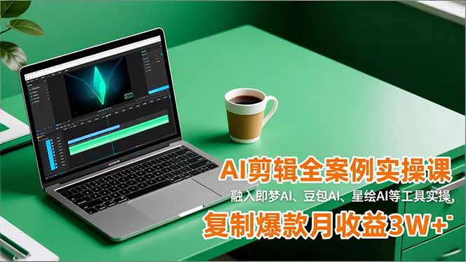 AI剪辑全案例实操课，融入即梦AI、豆包AI、星绘AI等工具实操，复制爆款月收益3W+-资源教程须哥