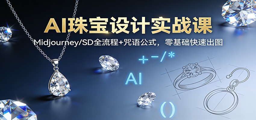 AI珠宝设计实战课：Midjourney/SD全流程+咒语公式，零基础快速出图-资源教程须哥