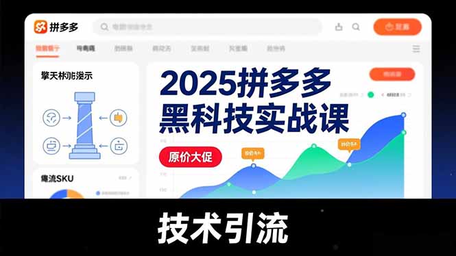 2025拼多多黑科技实战课，擎天柱玩法、爆流SKU、原价大促，技术引流，单店日销轻松破千单-资源教程须哥