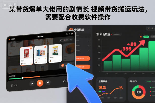 某带货爆单大佬用的剧情长视频带货搬运玩法，需要配合收费软件操作-资源教程须哥