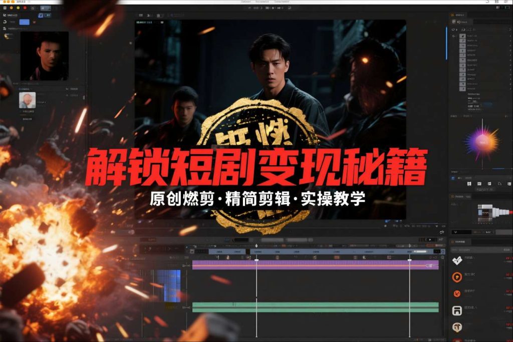 短剧拉新之原创燃剪精简剪辑实操课，解锁短剧变现秘籍-资源教程须哥