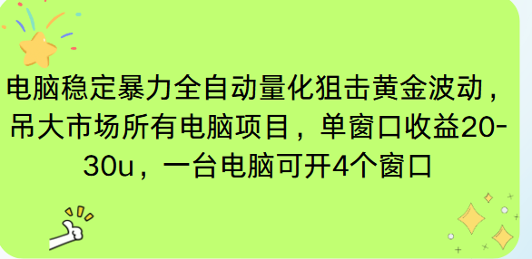 电脑EA策略挂机项目单窗口收益20-30u，单电脑可挂5-10个窗口收益稳健4位数-资源教程须哥