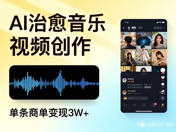 AI做治愈音乐视频，多平台投稿，单条商单变现3W+-资源教程须哥