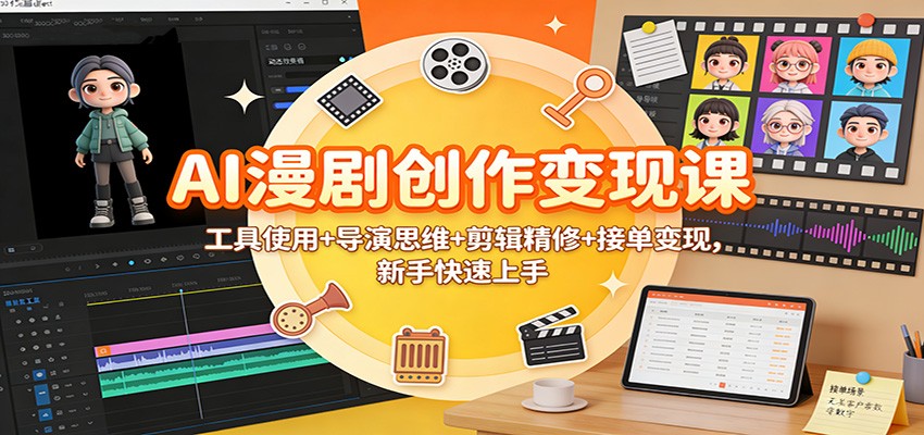 AI漫剧创作变现课：工具使用+导演思维+剪辑精修+接单变现，新手快速上手-资源教程须哥