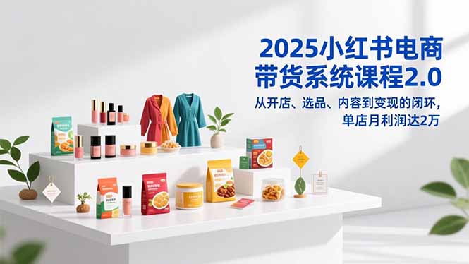 2025小红书电商带货系统课程2.0，从开店、选品、内容到变现的闭环，单店月利润达2万-资源教程须哥