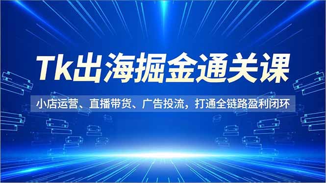 Tk出海掘金通关课，小店运营、直播带货、广告投流，打通全链路盈利闭环-资源教程须哥
