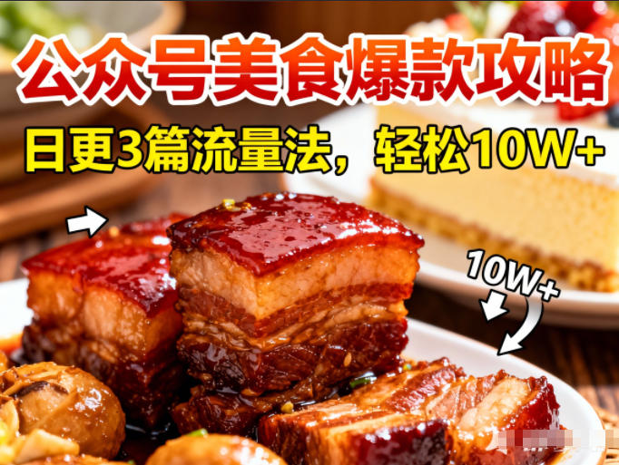 公众号搬运美食爆款攻略，日更3篇流量主打法，轻松10W+阅读-资源教程须哥