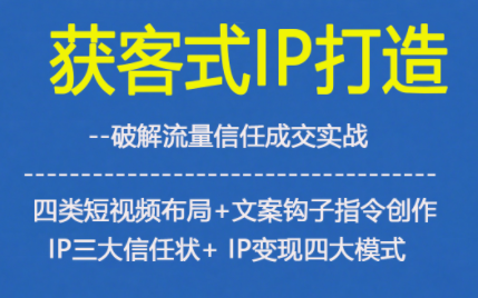 获客型IP打造，破解流量信任成，四类短视频布局+文案钩子指令创作IP三大信任状+IP变现四大模式-资源教程须哥