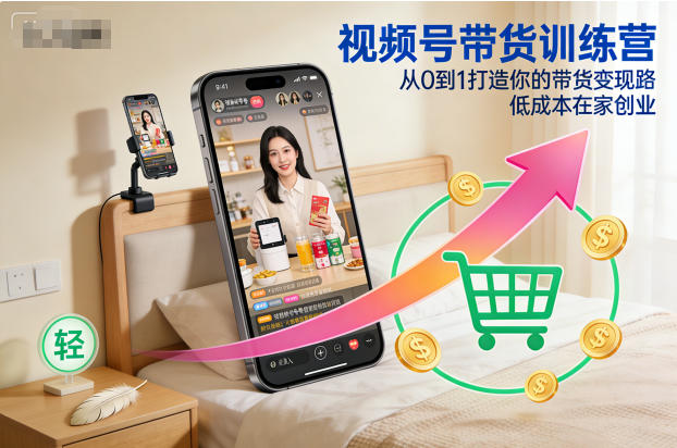 视频号带货训练营，从0到1打造你的带货变现路，低成本在家创业-资源教程须哥