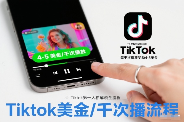 TK中视频计划项目，Tiktok第一人称解说流程，每干次播放奖励4-5美金-资源教程须哥