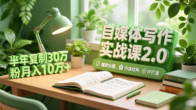 自媒体写作实战课2.0，爆款标题、内容结构、IP打造，半年复制30万粉月入10万+-资源教程须哥
