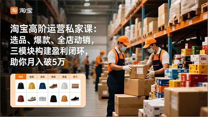 淘宝高阶运营私家课：选品、爆款、全店动销，三模块构建盈利闭环，助你月入破5万(更新12月-资源教程须哥