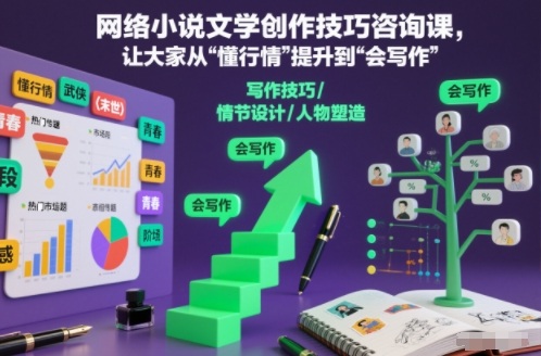网络小说文学创作技巧咨询课,让大家从“懂行情”提升到”会写作”的高度-资源教程须哥