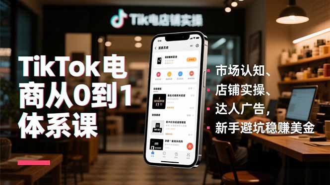 TikTok电商从0到1体系课，市场认知、店铺实操、达人广告，新手避坑稳赚美金-资源教程须哥