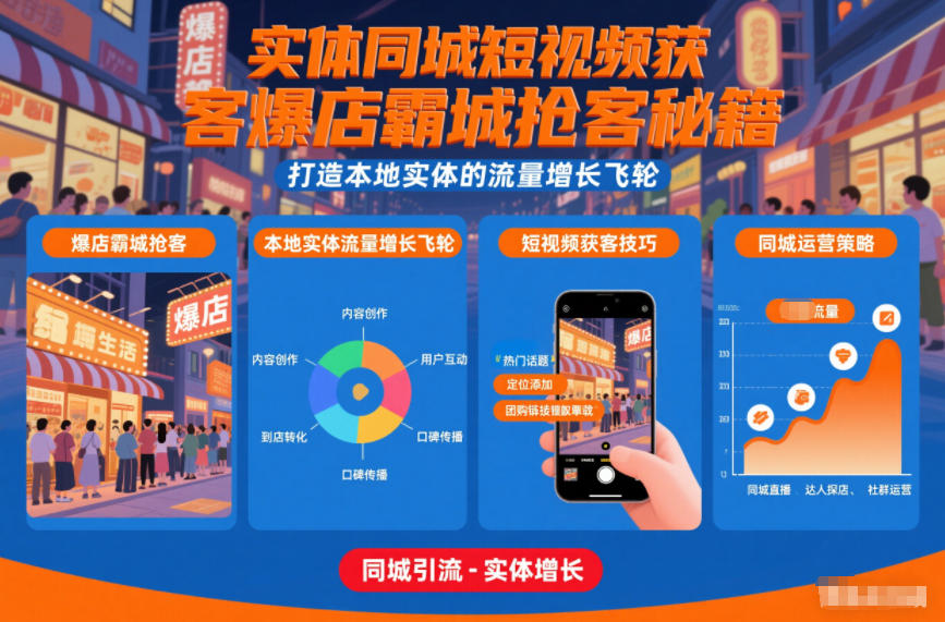 实体同城短视频获客爆店霸城抢客秘籍，打造本地实体的流量增长飞轮-资源教程须哥