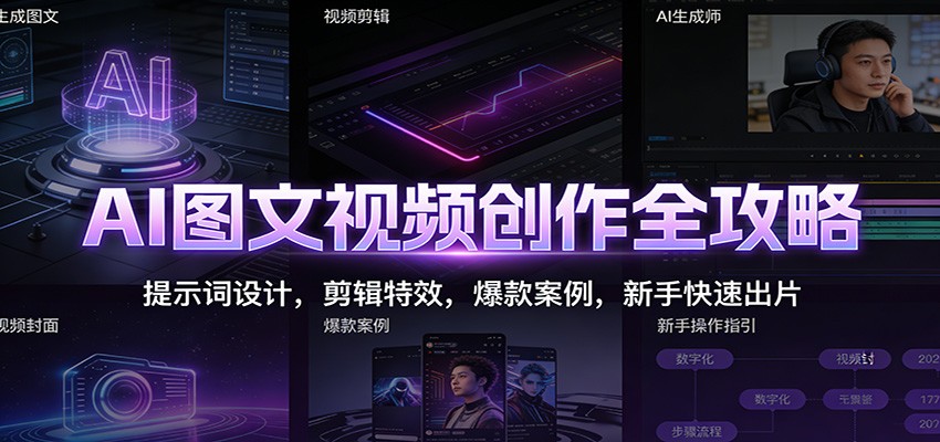 AI图文视频创作全攻略：提示词设计，剪辑特效，爆款案例，新手快速出片-资源教程须哥