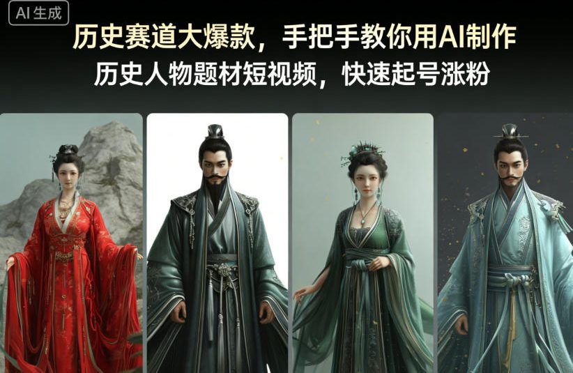 历史赛道大爆款，手把手教你用AI制作历史人物题材短视频，快速起号涨粉-资源教程须哥