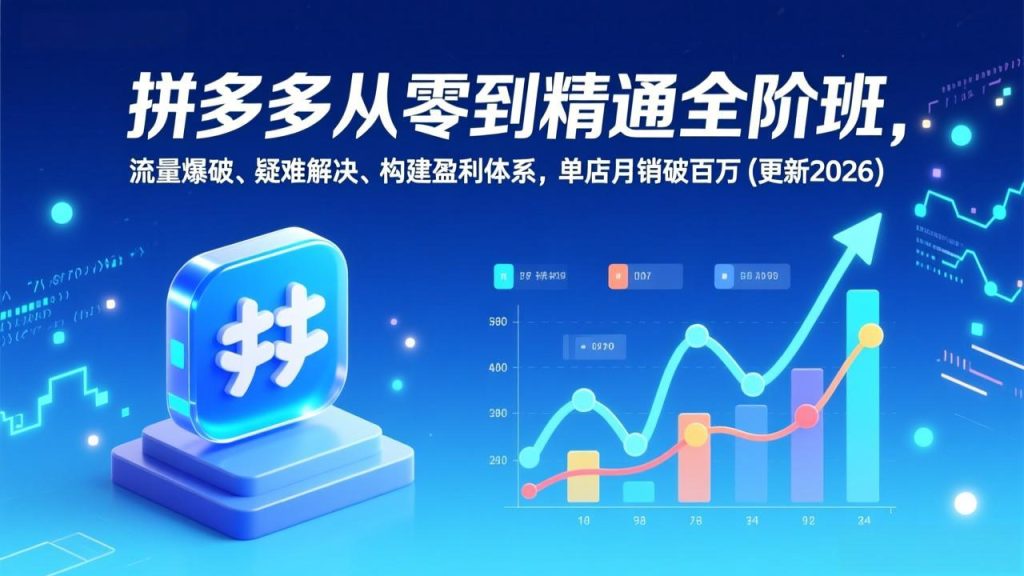 拼多多从零到精通全阶班，流量爆破、疑难解决，构建盈利体系，单店月销破百万(更新2026-资源教程须哥